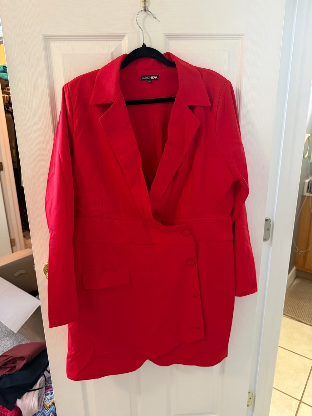 Fashion Nova Bold Red Tailored Blazer Jacket